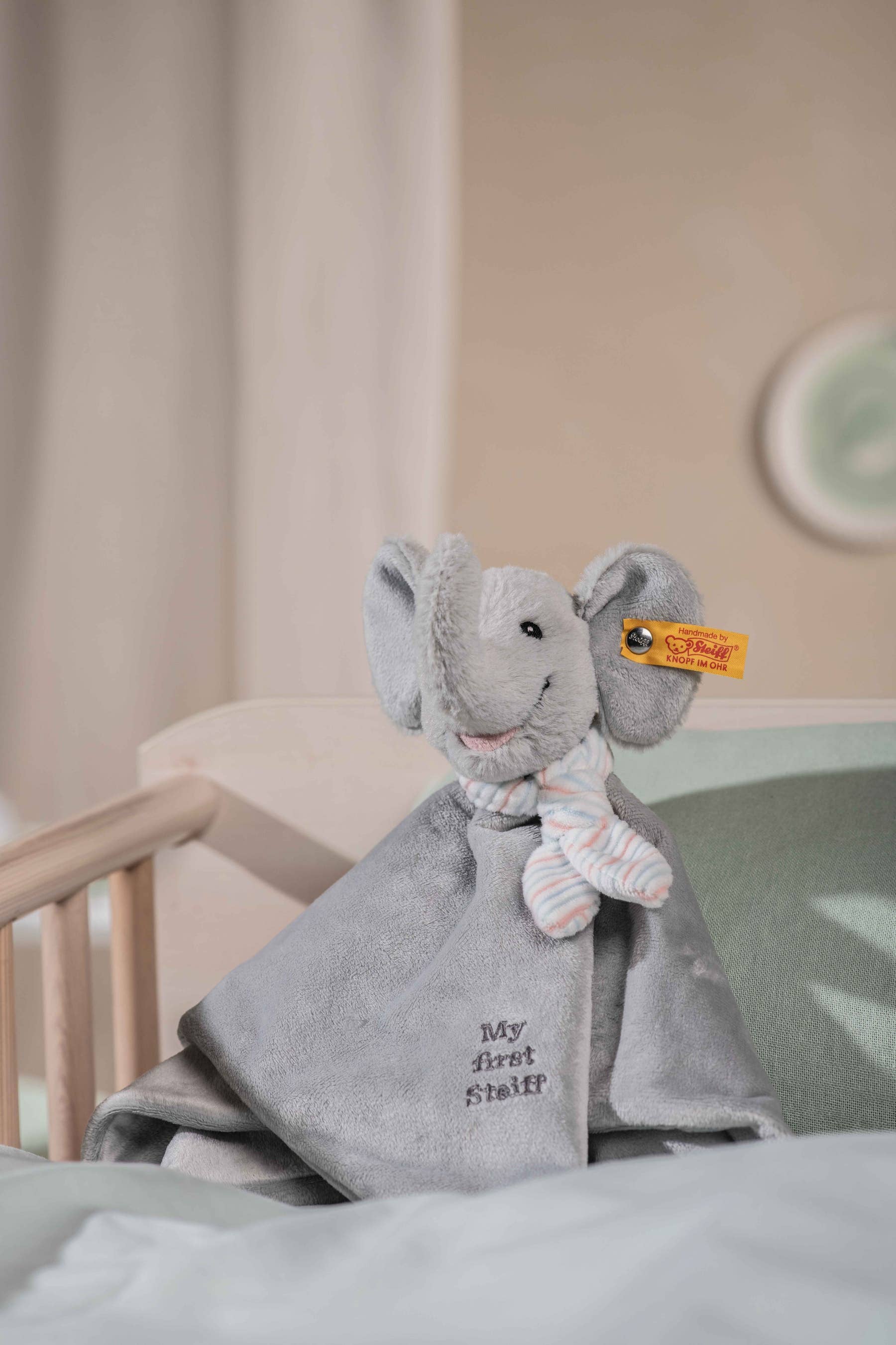 “My First Steiff” Ellie Elephant Security Blanket Baby Toy, 10 Inches
