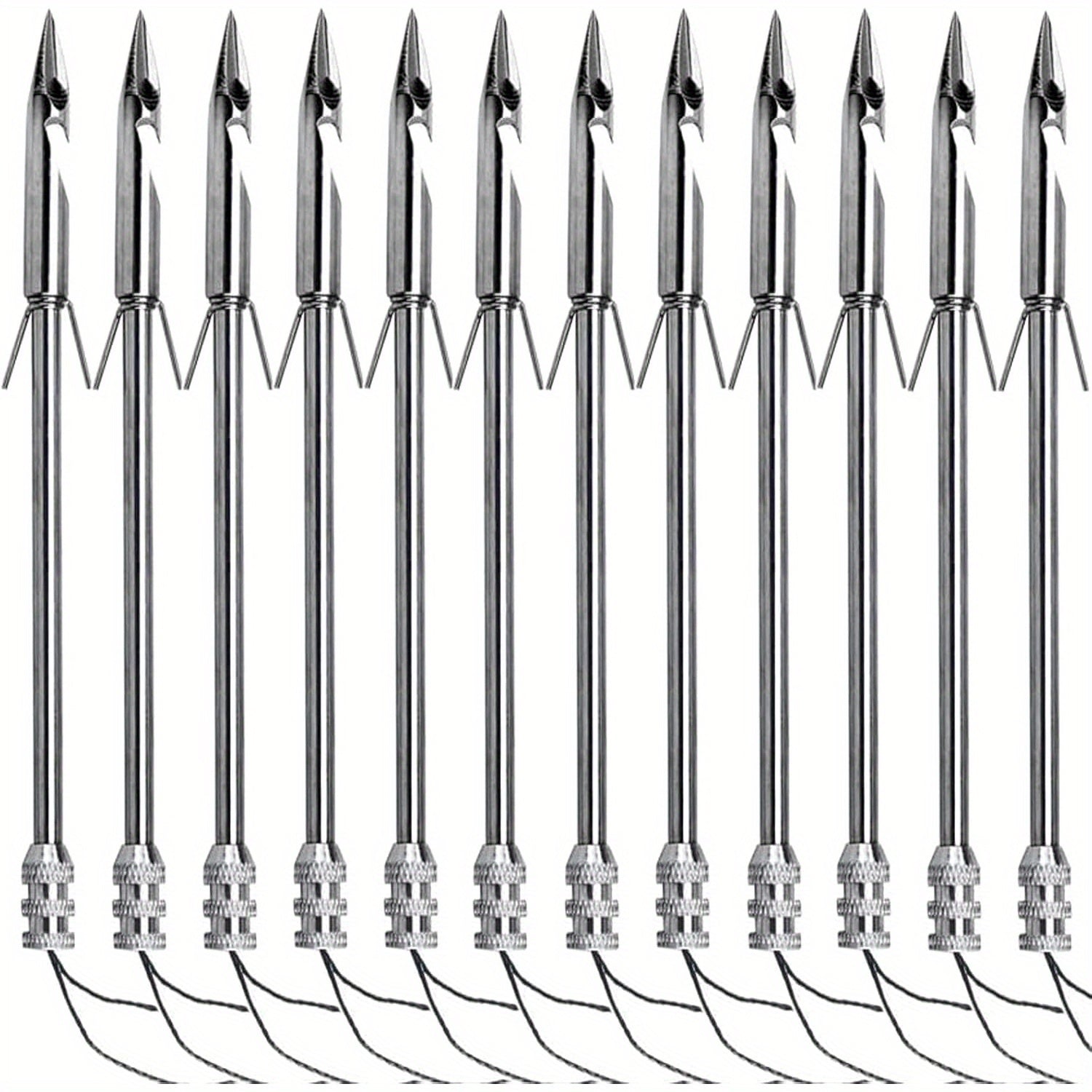 Stainless Steel Slingshot Fishing Arrowheads 12-Pack, Bowfishing Arrow Tips for Slingshot Bow Fishing & Target Practice, Detachable Broadhead Darts with Fishing Line Hole - Replacement Shooting Points
