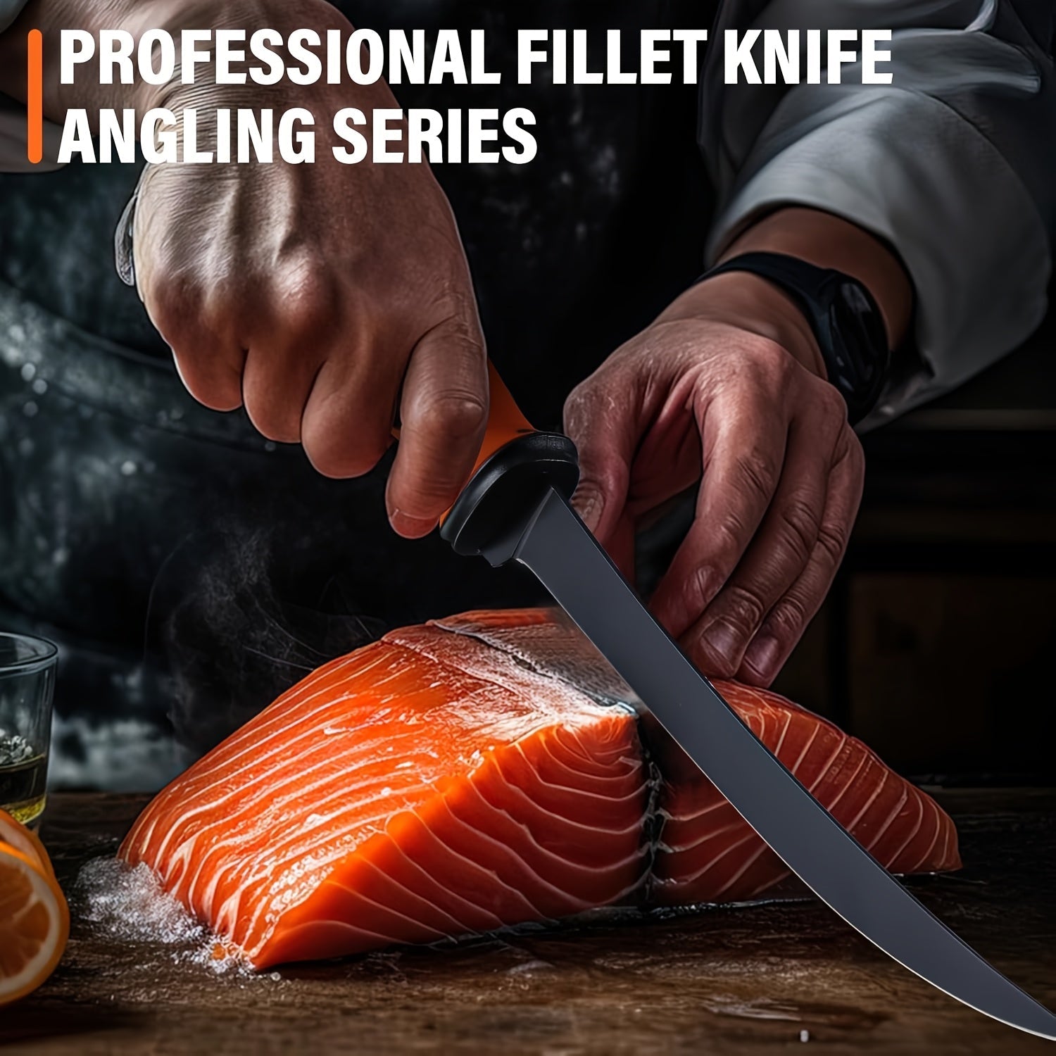 Fillet Knife Set 4-Piece – 5Cr15MoV Stainless Steel Fishing Fillet Knives (5", 6", 7", 9"), Non-Slip Rubber Handle, Serrated Bait Knife, Individual Sheaths & Storage Bag, Ideal Fishing Gift for Men