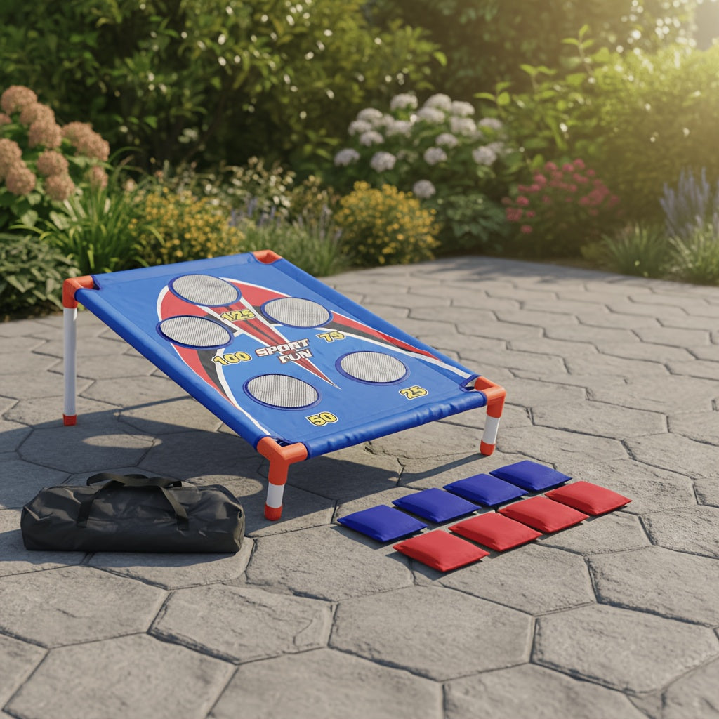 Bean Bag Toss Game Set – 5-Hole Scoring Board, 8 Bean Bags & Carry Bag – Outdoor Backyard Lawn & Beach Game for Adults & Kids, Family Party, Birthday & Holiday Gift