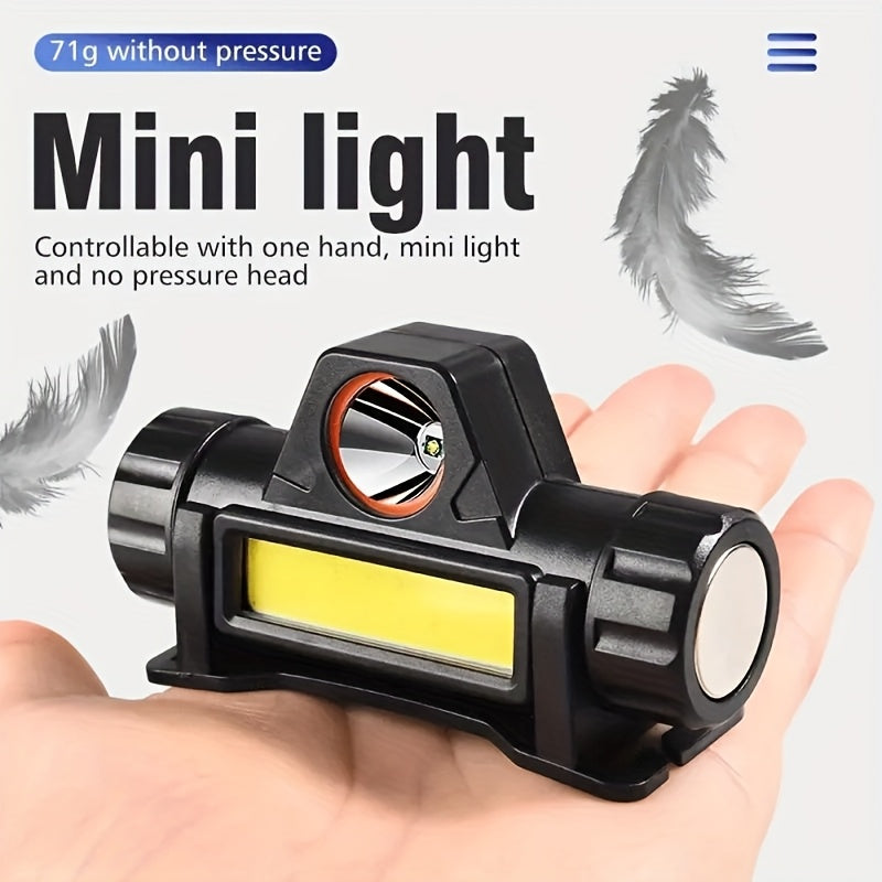 Rechargeable Headlamp 4 Pack, COB LED Head Lamp with Magnetic Base, USB Rechargeable Super Bright Headlight, Hands-Free Work Light for Camping Hiking Fishing Running Cycling, Hard Hat Clip Included