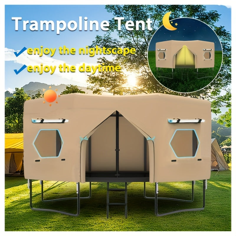 Trampoline Tent with UV Protection & 6 Ventilation Windows – Durable Nylon Trampoline Enclosure Cover for 6ft 8ft 10ft 12ft 14ft 15ft 16ft Trampolines, Easy Assembly Outdoor Canopy