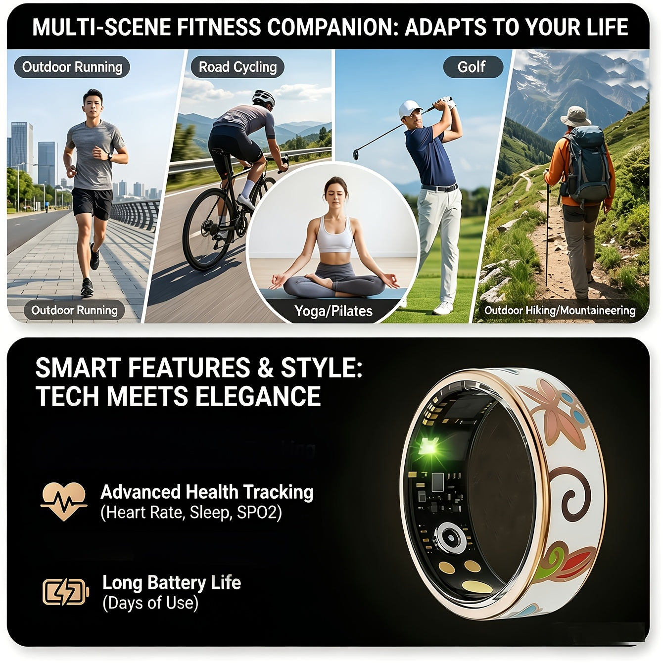 Health Tracking Smart Ring | Pedometer Sleep Calorie iOS Android