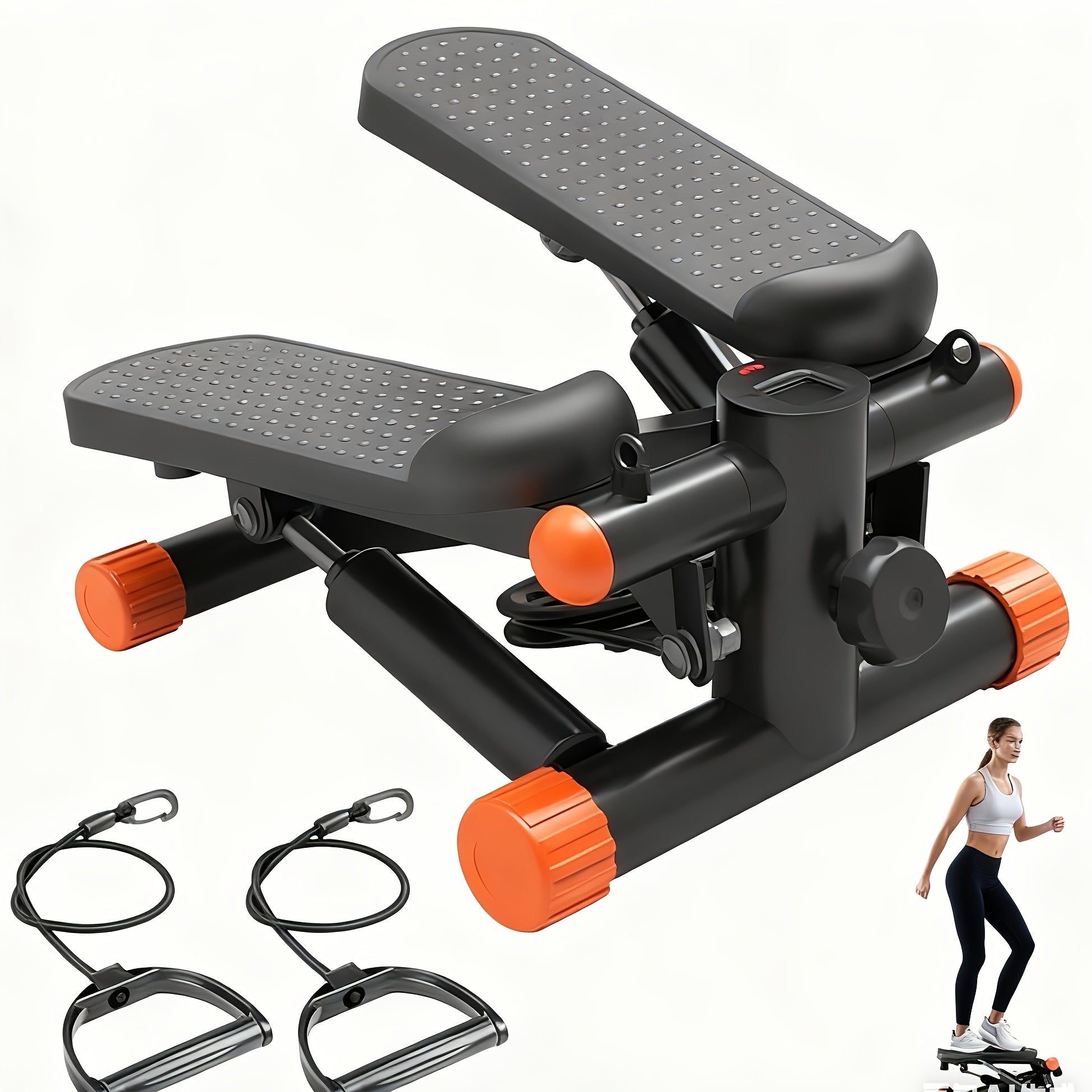 Compact Mini Stair Stepper with Resistance Bands – Twist Motion Full Body Workout Machine, 300 LBS Capacity, Portable Home Gym Cardio Step Trainer for Men Women