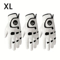 Men's Golf Glove Left Hand 3 Pack with Ball Marker – WeatherSof Soft Grip Cabretta-Style Golf Gloves for Men, Buckle Closure, All-Weather Performance, Sizes S to XXL (White)