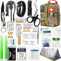258-Piece Outdoor Survival Kit with Igniter Compass Multi-Tool Professional Camping Gear for Men Hiking Hunting Emergency Khaki Army Green Red Beige Camo