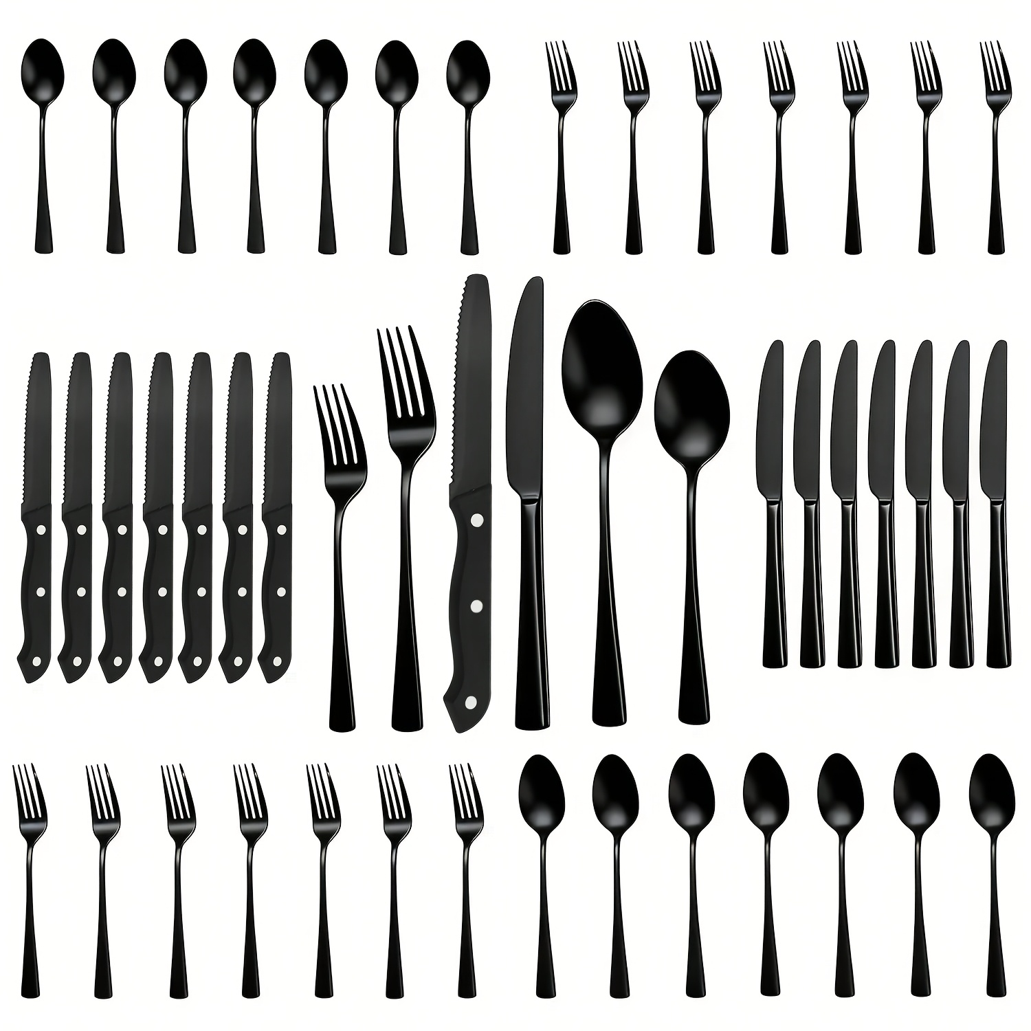 Stainless Steel Flatware Set 24/48 Piece with Steak Knives, Mirror Polished Silverware Set for 4/8, Dishwasher Safe Cutlery Utensil Set with Forks Spoons Knives, Perfect for Weddings, Gifts & Outdoor Dining