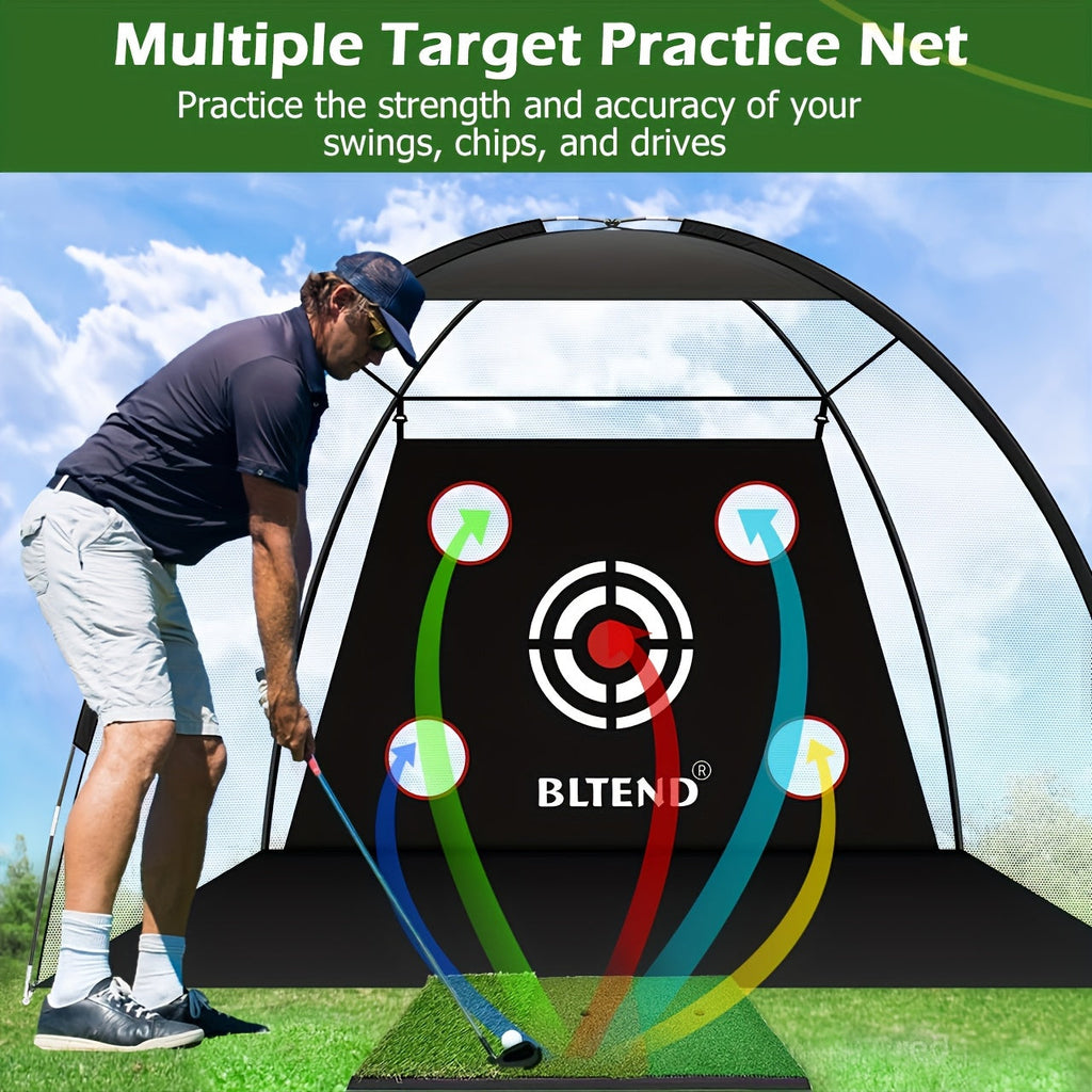 Golf Practice Net 10x7ft with Hitting Mat, Portable Golf Chipping Net for Backyard Indoor Outdoor Use, Golf Training Net for Driving Pitching, Golf Gifts for Men Dad Golfers