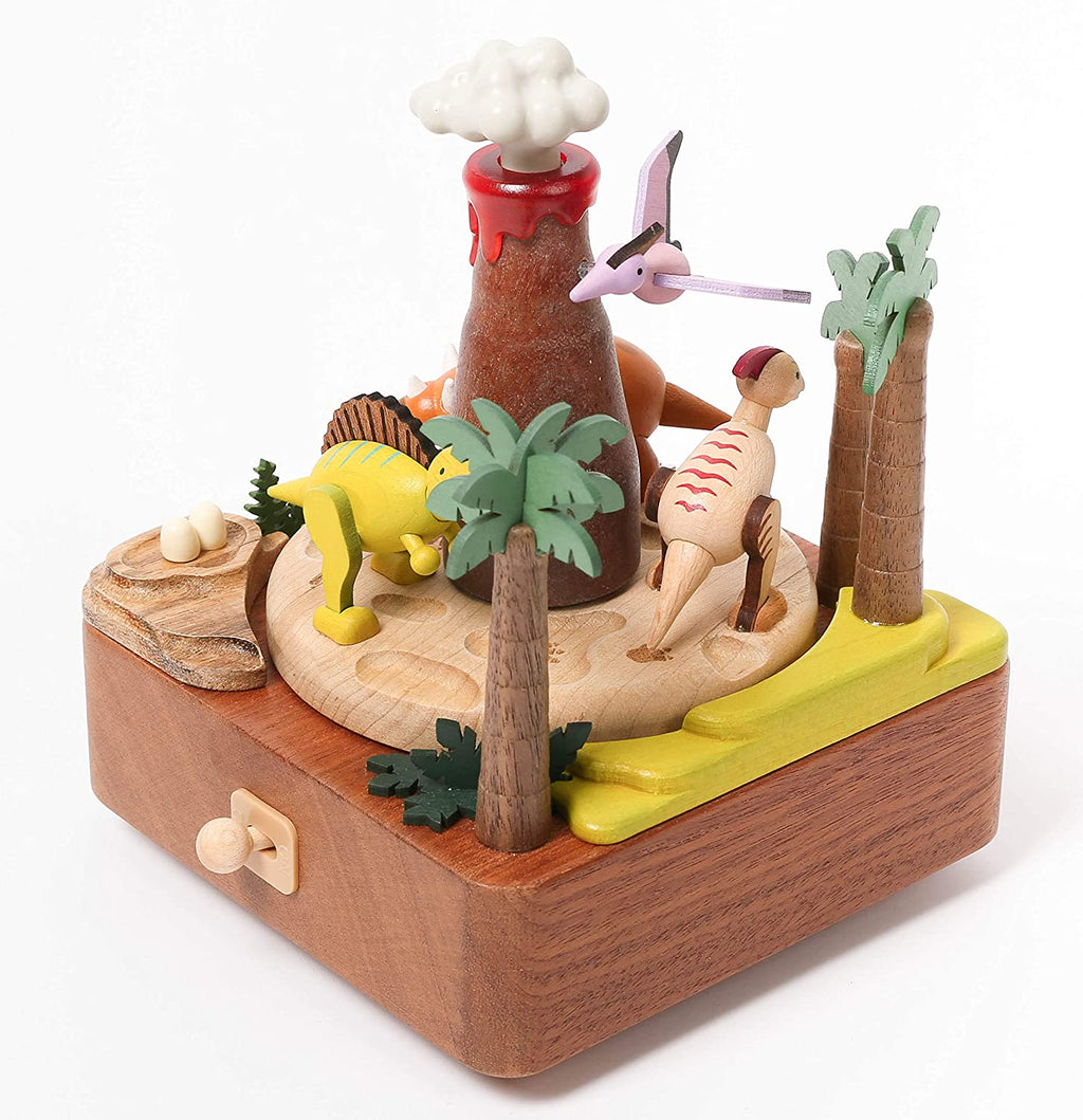 Wooden Volcano & Dinosaur Music Box