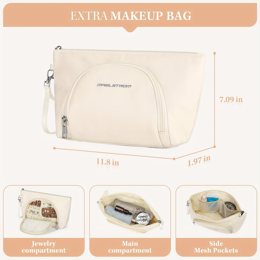 Gym Bag Women 40L Duffel Bag with Shoe Compartment Wet Pocket Polyamide Weekender Travel Tote for Gym Yoga Swimming Hospital Sports Beige