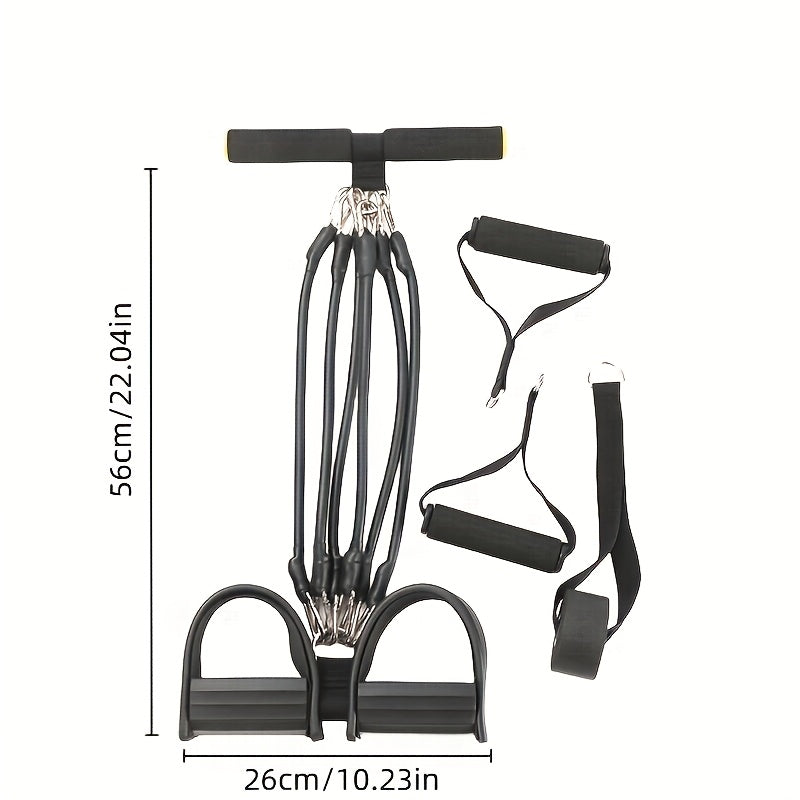Resistance Band Foot Pedal Puller – TPE Stackable Exercise Bands for Sit-Ups, Leg & Ab Workouts, Adjustable Strap, 50 / 100 / 150 lb Options, Home Gym Strength Training for Men & Women, Black