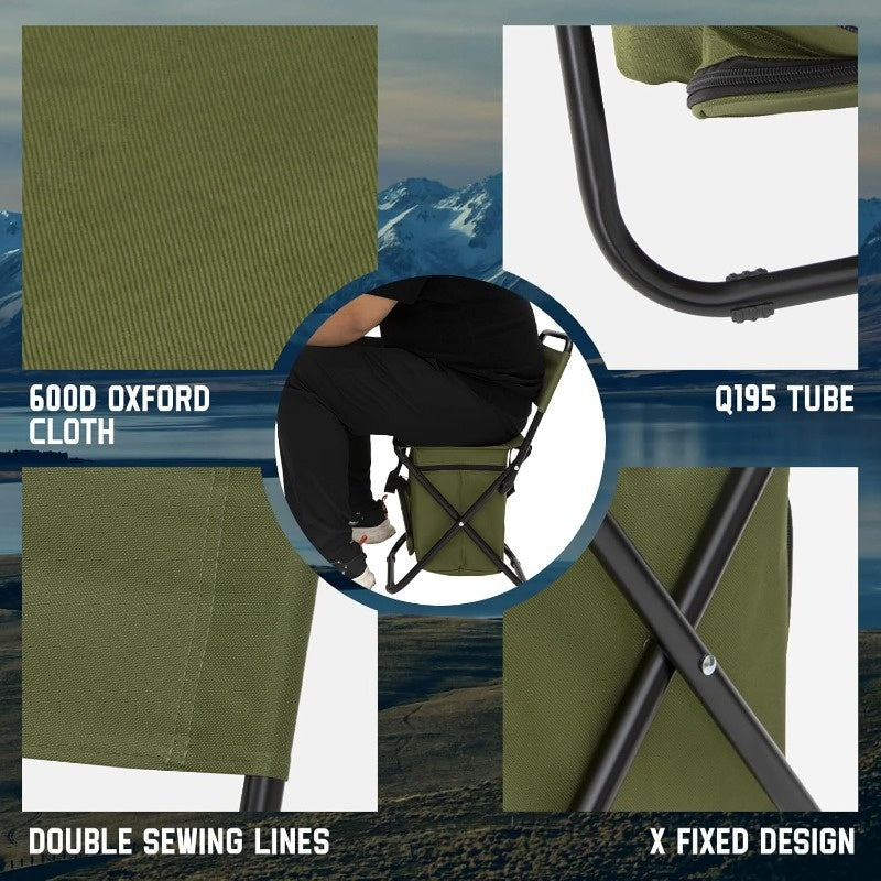 Lightweight Backpack Camping Chair Folding Stool with Backrest – Compact Portable Outdoor Seat, Heavy Duty Support, for Camping, Hunting & Fishing, Available in 3 Colors, 1pc or 2pcs