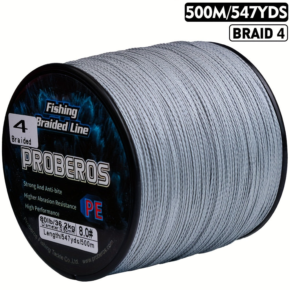 Braided Fishing Line 4 Strand 500M/547Yds - Abrasion Resistant Zero Stretch Superline 6LB-80LB, Multi-Color, Gray/Green/Camo