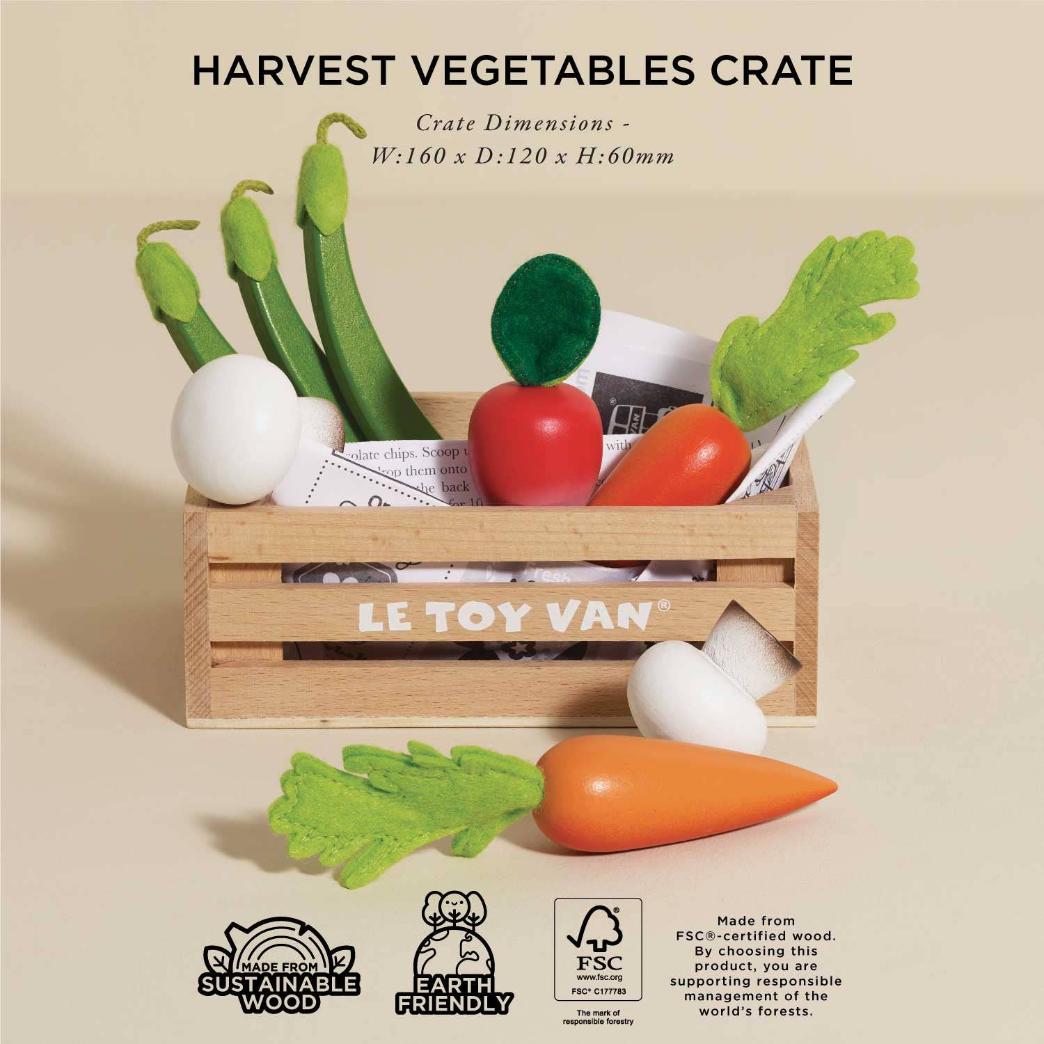 Harvest Vegetables Wooden Market Crate