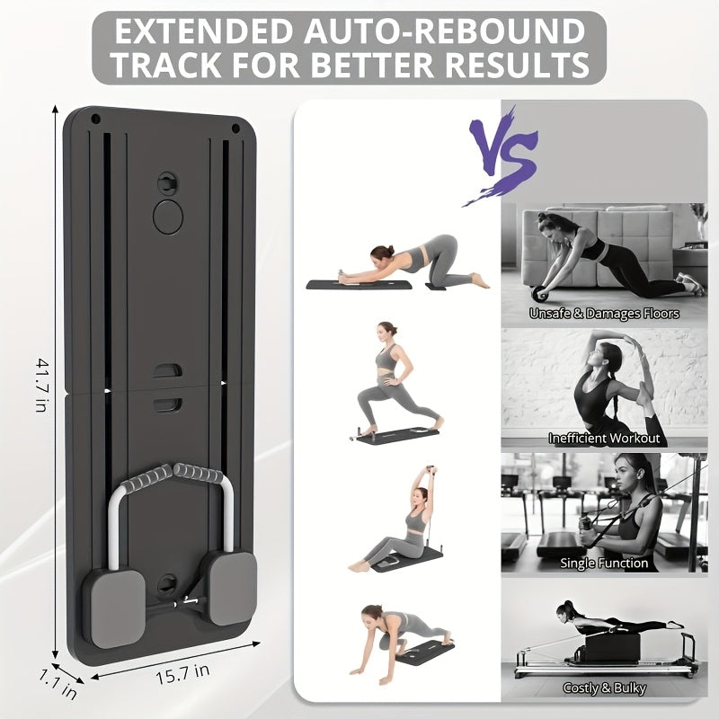 ABS Pilates Slide Board 8-in-1 Foldable – Abdominal & Core Strength Training Home Gym Equipment, Portable Multi-Function Fitness Board for Full Body Workout