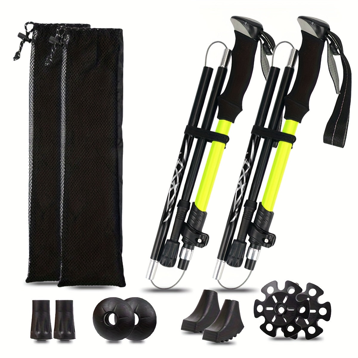 Folding Trekking Poles 7075 Aluminum – Ultralight Collapsible Hiking Walking Sticks with Anti-Slip Ergonomic Grip for Men & Women | 2-Pack