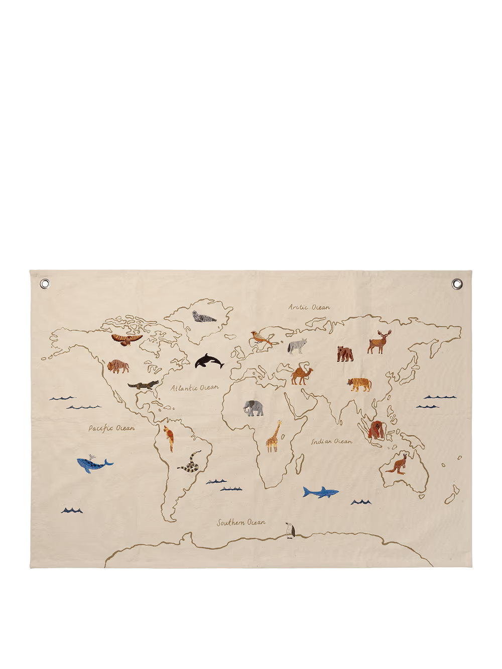 Ferm Living The World Textile Map - Off- white