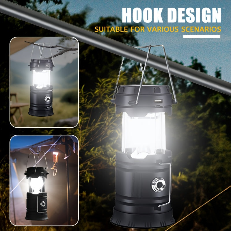 Retro Camping Lantern - USB Rechargeable LED Camp Light, 4600mAh Portable Survival Flashlight with Handle, Indoor Outdoor Emergency Lighting (4 PCS)