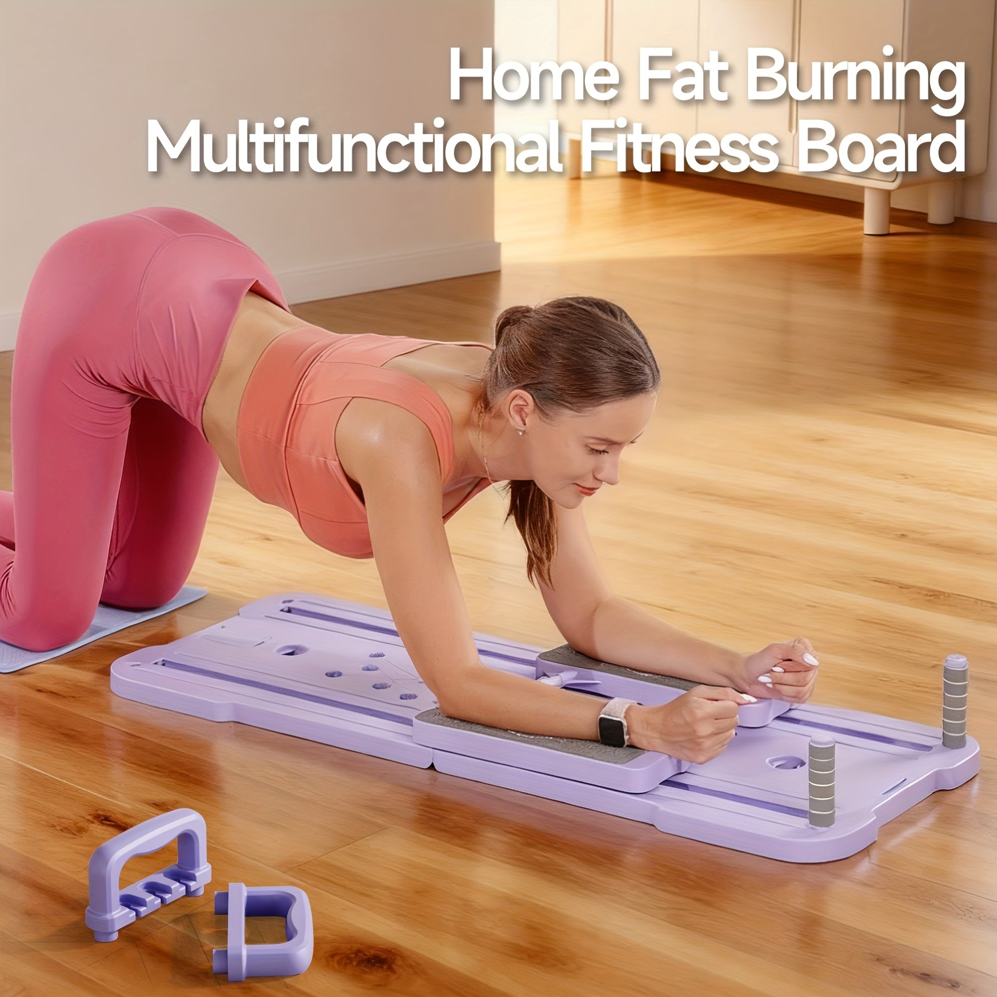 Portable Pilates Reformer Board 9-in-1 – Foldable Ab Wheel & Push-Up Workout Machine for Full Body Core Training, Muscle Toning & Home Gym Fitness