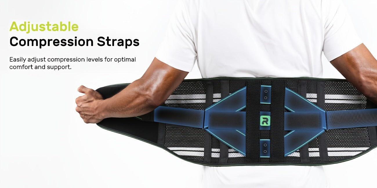 Lumbar Support Back Brace with Massage Pad for Men Women Breathable Lower Back Support Belt Adjustable Strap Pain Relief Posture Corrector for Work Driving Lifting Gym S M L XL XXL Orange Blue