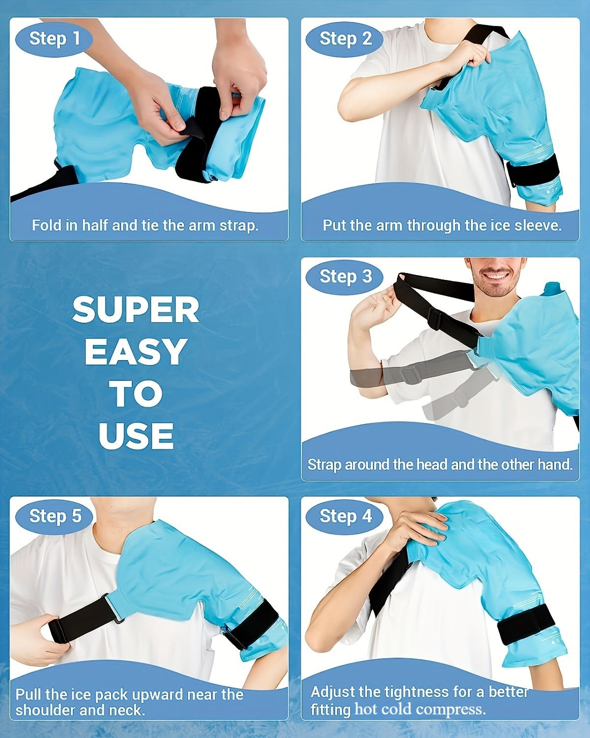 Shoulder Ice Pack Wrap Hot Cold Therapy Gel Pack Reusable Rotator Cuff Compress Adjustable Strap Hands-Free Pain Relief for Athletes Gym Home Recovery
