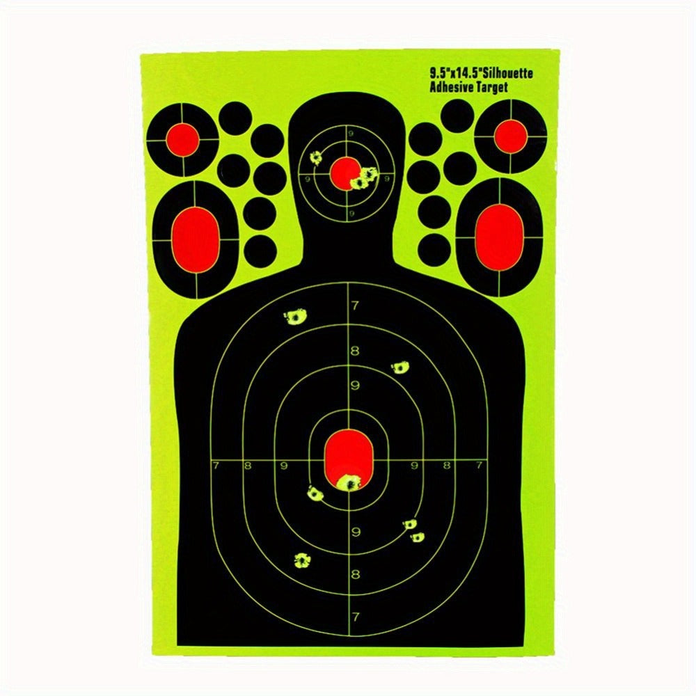 Splatter Shooting Targets Human Silhouette 20 Pack – Reactive Glow Fluorescent Paper Range Targets for Pistol, Rifle & Archery Training | High-Visibility Shot Placement Feedback