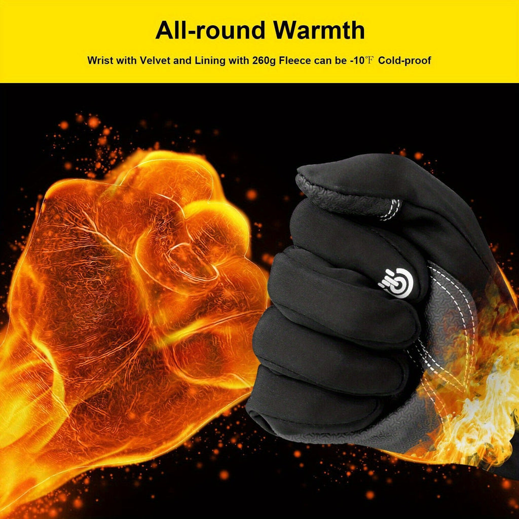 Windproof Knit Gloves for Outdoor Riding & Skiing – 2 Pairs Full-Finger Slip-Resistant Winter Gloves | 100% Polyamide Warm Gloves for Men & Women | S M L XL XXL | Black Gray