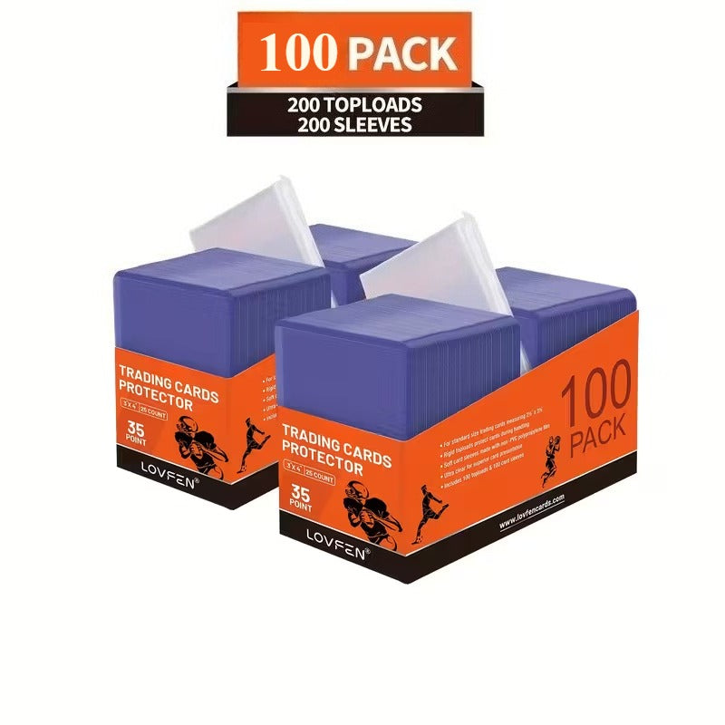 Card Protector Sleeves Top Loading PVC 50 or 100 Pack Waterproof Scratch Bend Moisture Resistant Durable Card Sleeves for TCG Gaming Baseball Football Sports Cards Star Photo Cards Storage and Organization