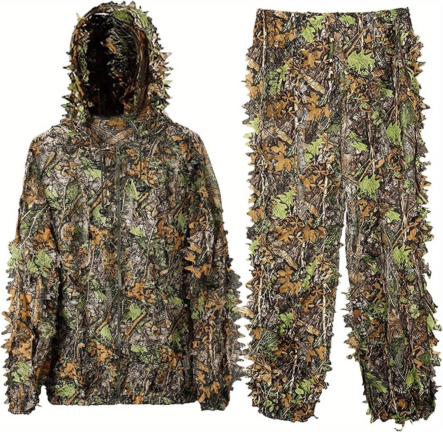 3D Leaf Ghillie Suit Lightweight Camouflage Hunting Suit for Men Women - Full Body Camo Outfit for Wildlife Photography, Birdwatching, Airsoft, Spring Summer Autumn Outdoor Training