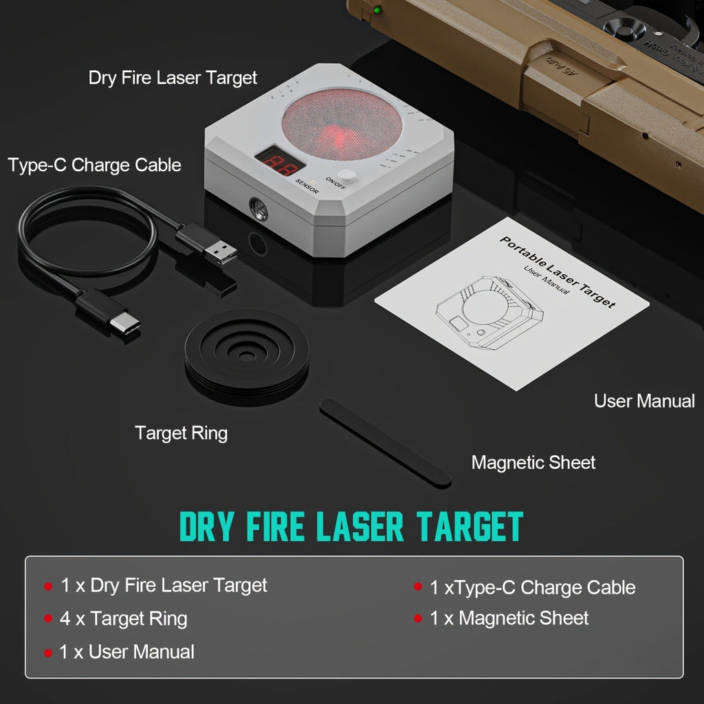 Rechargeable Laser Dry Fire Training Target Set 4 Difficulty Levels
