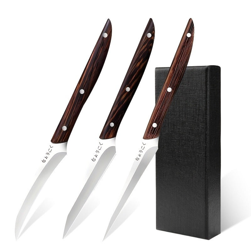 3-Piece Carving Knife Set Fixed Blade Whittling Knives – Portable Multifunctional Peeling Knife with Anti-Slip Outdoor Log Handle – Kitchen Tools Camping Gear Gifts for Dad Men