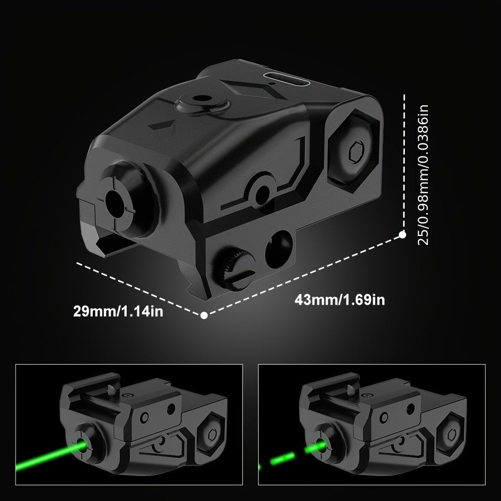 Green Laser Sight USB-C Rechargeable - Picatinny Rail Dot Sight with Vibration-Resistant Lock, 532nm Class IIIA, for Hunting, Competition & Tactical Use