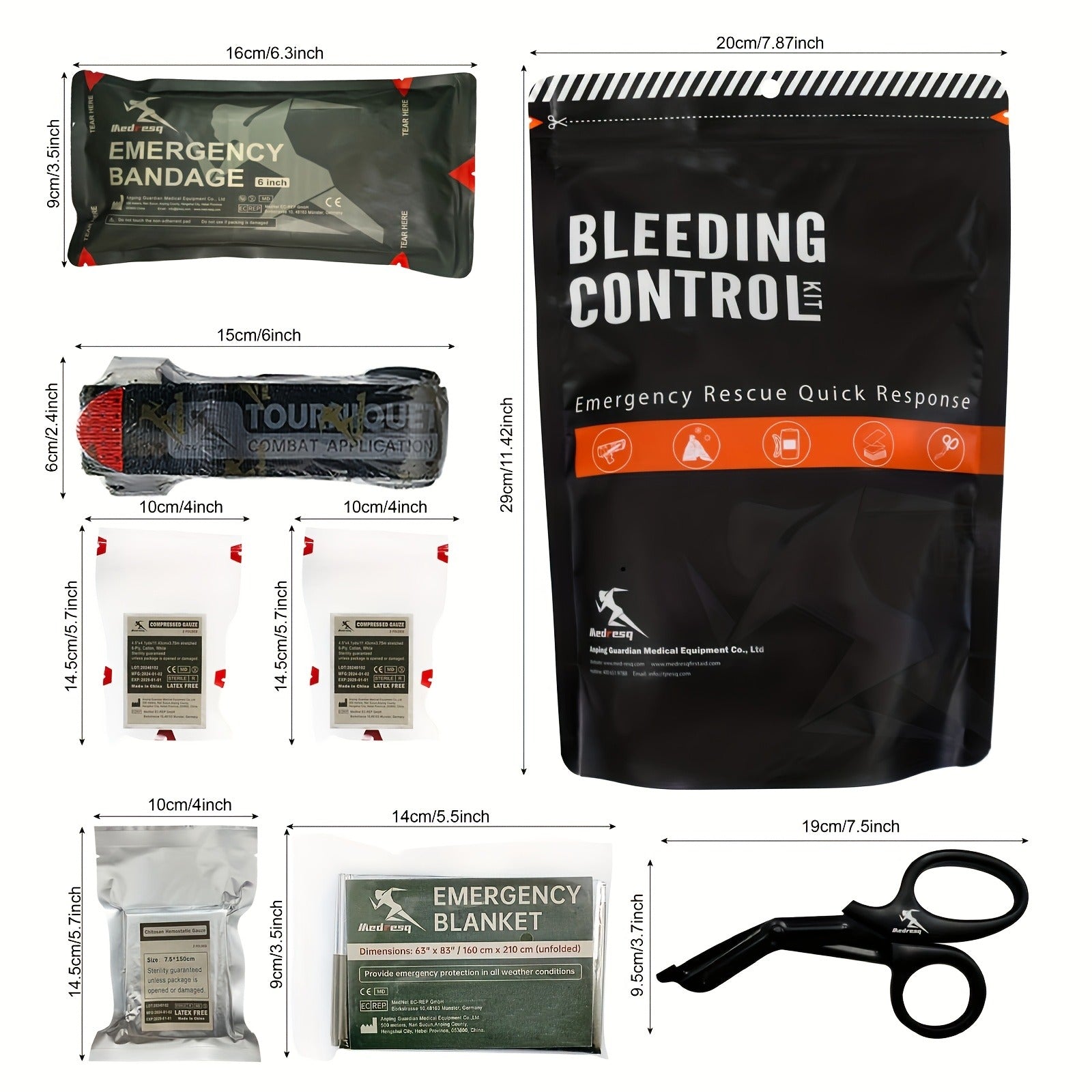 IFAK Trauma Kit Compact Black – Survival First Aid Kit with Bandages, Compressed Gauze & Scissors for Car, Family Trips, Outdoor Adventures, Hiking & Emergency Preparedness