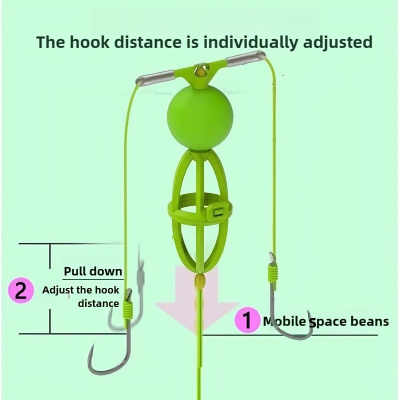 Fishing Hook Cage Set 3pcs Anti-Snag Double Hook Rig with Non-Twist Explosive & Flip Hooks – Carbon Steel Green Lure Fishing Bottom Hanging Prevention, Size 10# & 12#, Great Father's Day Gift