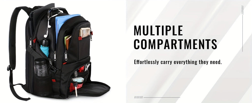 Large Laptop Backpack 50L – Fits 17 Inch Computer, Airline Approved Carry On, 3-Compartment Travel & College Backpack for Men Women | 8 Colors, Breathable Mesh Straps
