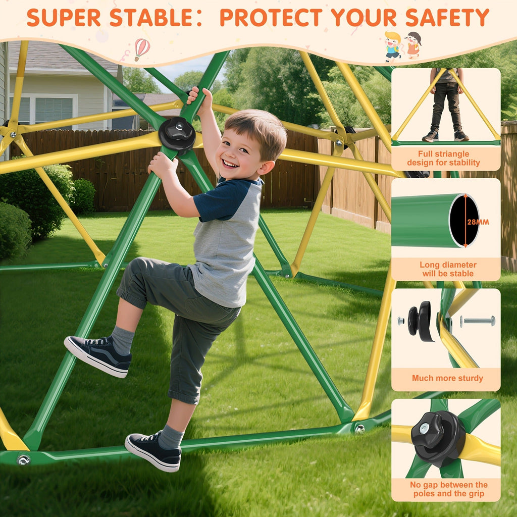 10FT Kids Climbing Dome with Hammock Swing Disc Swing Backyard Jungle Gym Steel Frame Outdoor Play Equipment 1000 LBS Capacity Gift for Boys Girls Ages 3-10