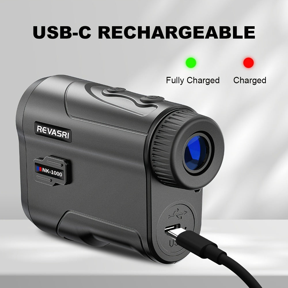 Golf Rangefinder 1000Y Slope Compensation USB-C Charging 6x Magnification Flagstick Lock Laser Distance Meter for Golf Tournament & Outdoor Sports