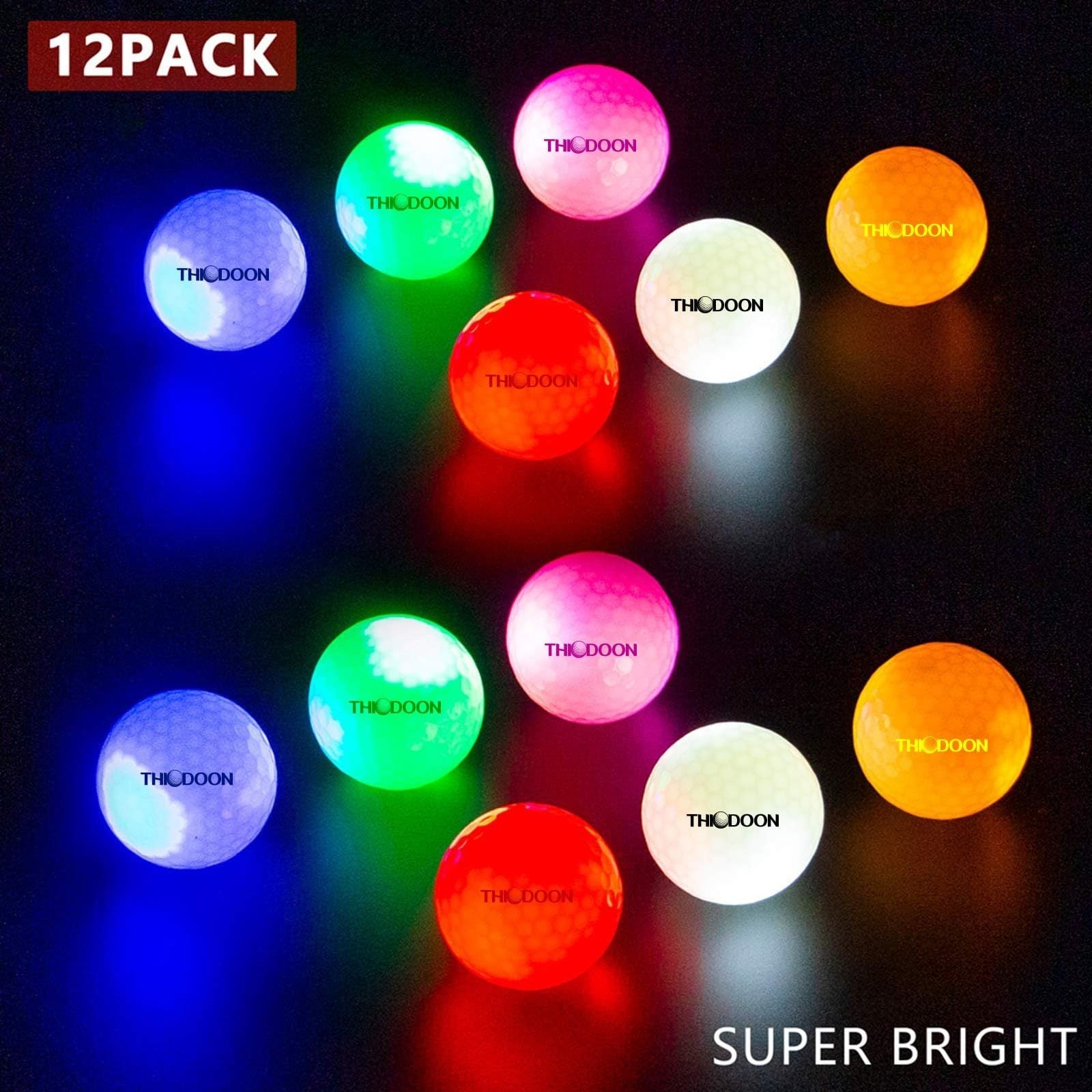 Glow in the Dark Golf Balls 12 Pack – LED Night Golf Balls for Nighttime Play, Luminous Glowing Golf Ball Set, Perfect Holiday Gift for Men Women Golfers Friends & Family