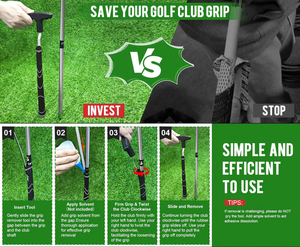 V-Groove Golf Grip Removal Tool High Carbon Steel T-Handle Grip Remover Saver 11 Inch Regripping Tool for Golf Club Shaft Grip Replacement Easy Grip Removal for All Golfers