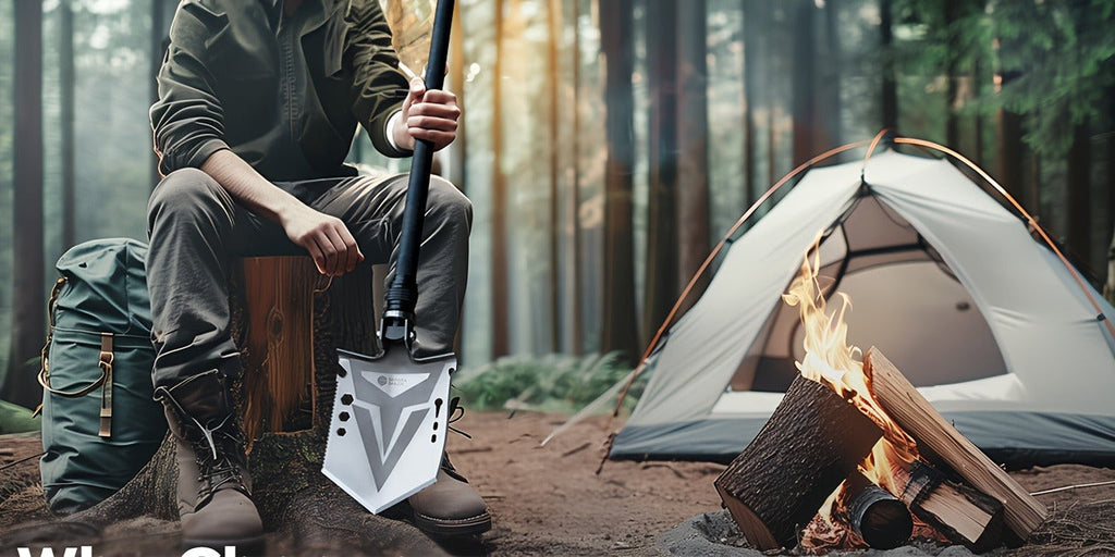 Folding Camping Shovel Axe Kit, Multifunctional Survival Tactical Shovel with Paracord, Dual Color Flashlight & Whetstone – Emergency Outdoor Gear for Camping, Hiking & Survival
