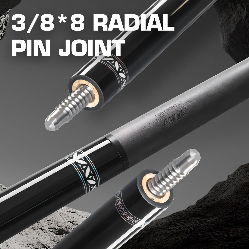 Carbon Fiber Pool Cue Stick Low Deflection Billiard Cue with 11.8mm 12.5mm Tip Pro-Taper Shaft Canadian Maple Butt Extension Compatible Professional Pool Cues for Competitive Play and Tournament Use