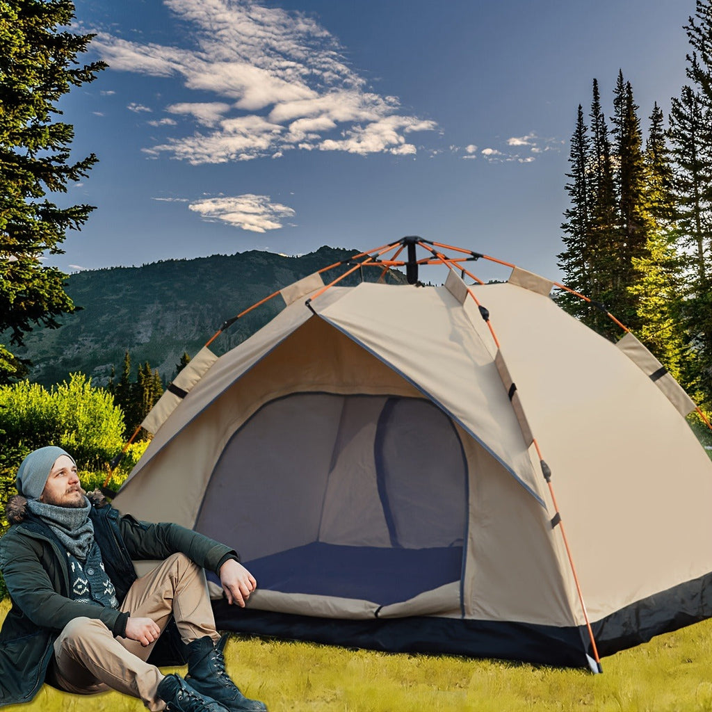 Pop Up Camping Tent Instant Setup – Automatic Windproof Lightweight Tent with Dual Doors & Mesh Windows, All-Season Waterproof Design for 1-3 & 3-4 Person, Ideal for Camping, Hiking & Travel