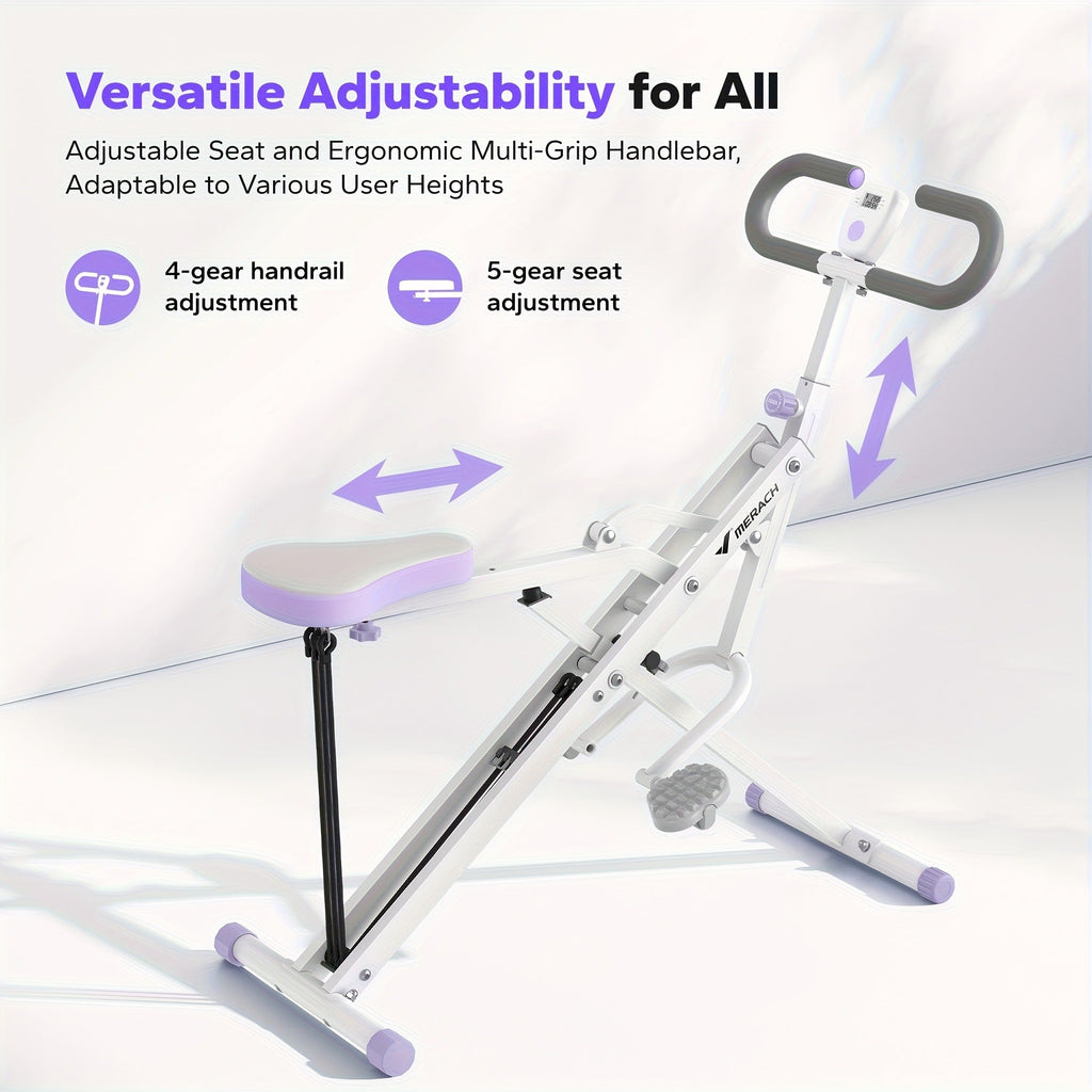 Rowing Machine 2-in-1 Squat & Row – Foldable Glute Trainer with LCD Display, 3 Resistance Bands, 350 lbs Capacity, Home Gym Leg & Back Workout