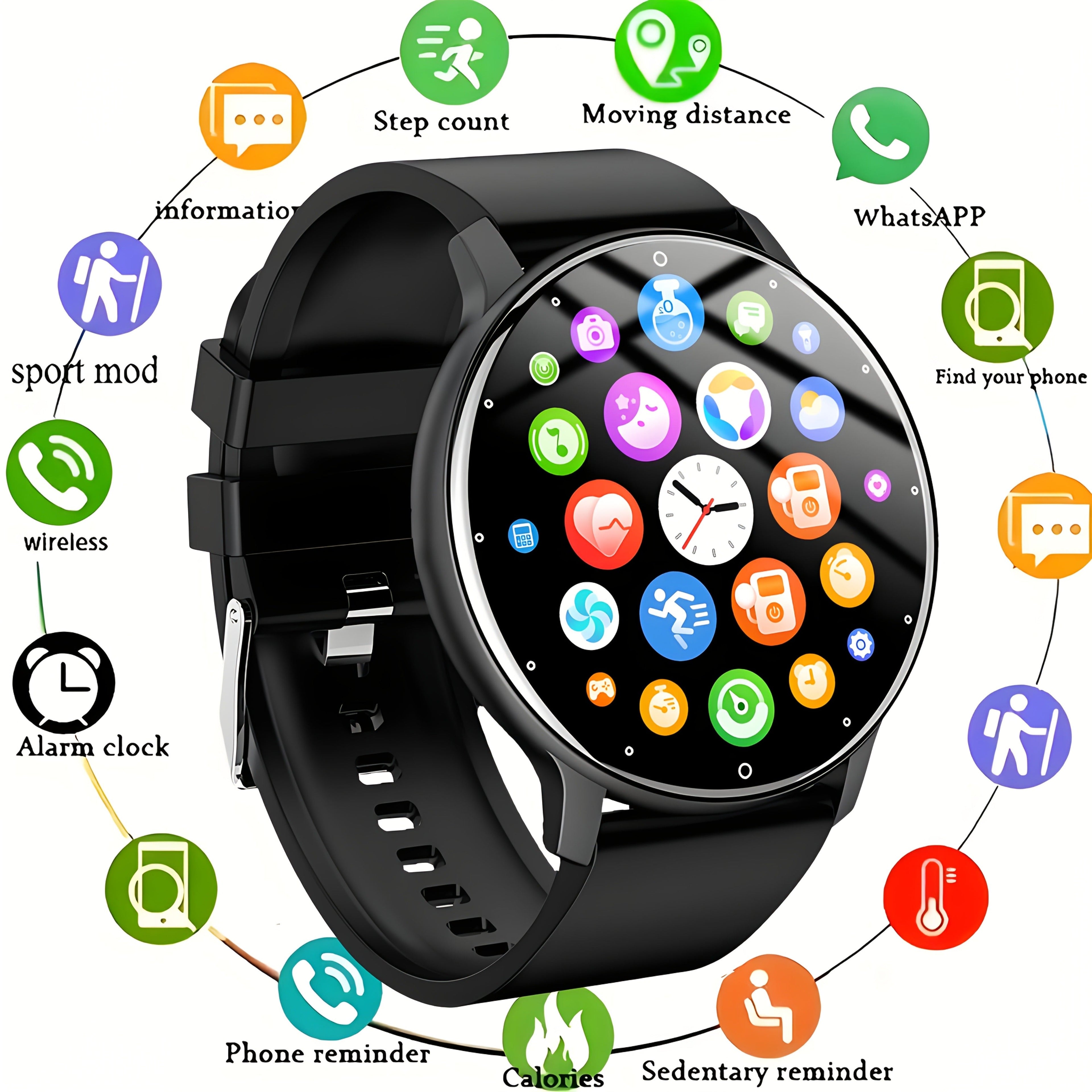 Fitness Tracker Smartwatch for Men & Women – 1.28" Display, Sleep Monitor, Step Counter, Distance Tracker, Running & Gym