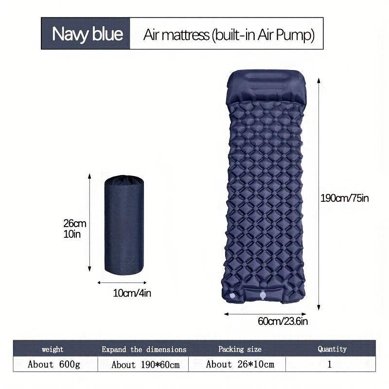 Camping Sleeping Pad Inflatable & Self-Inflating – Ultralight TPU Nylon Mat with Built-In Pump, Single & Double Size for Backpacking, Hiking, Travel