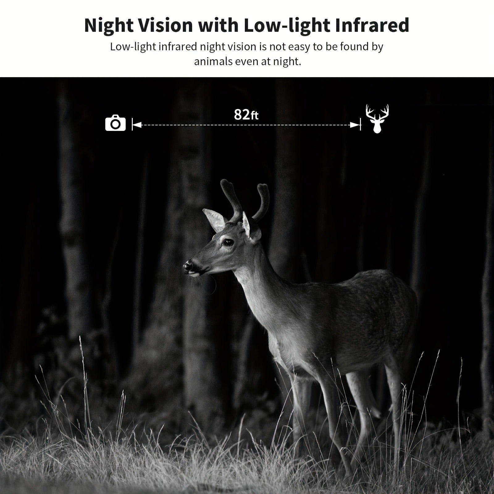 Solar Powered Trail Camera 4K Cellular - 4G LTE No WiFi, 0.2s Trigger, 82ft Night Vision, 120° Wide Angle, Built-in SIM Card for Hunting & Wildlife