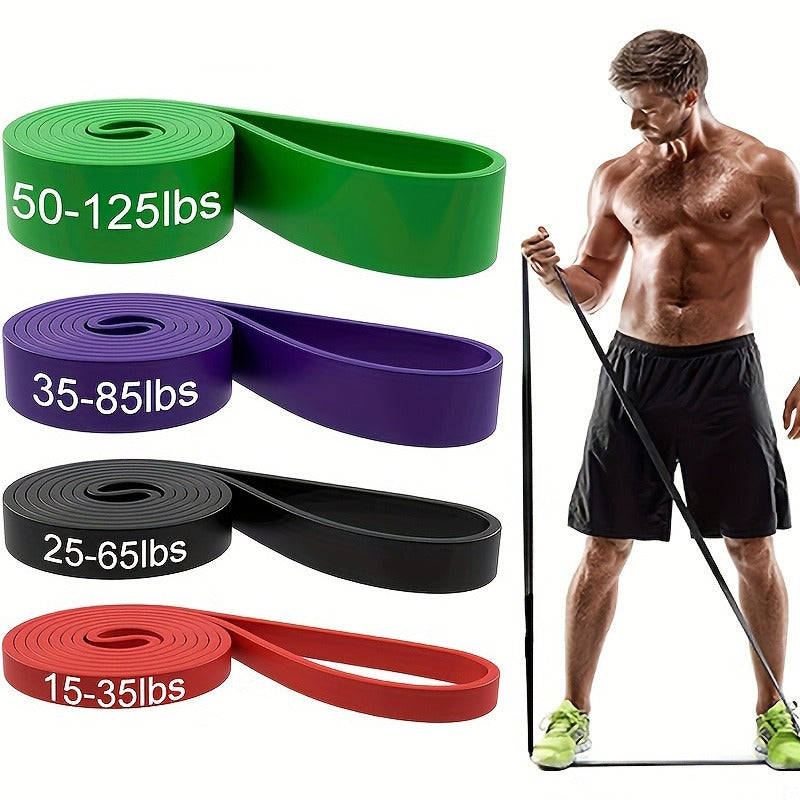 Resistance Bands Set 4-Pack – TPE Pull-Up Assist Bands 15-125 lbs, Multi-Functional Exercise Loop Bands for Muscle Training, Yoga, Body Shaping, Stretching & Home Gym Workouts, Unisex Fitness Gift