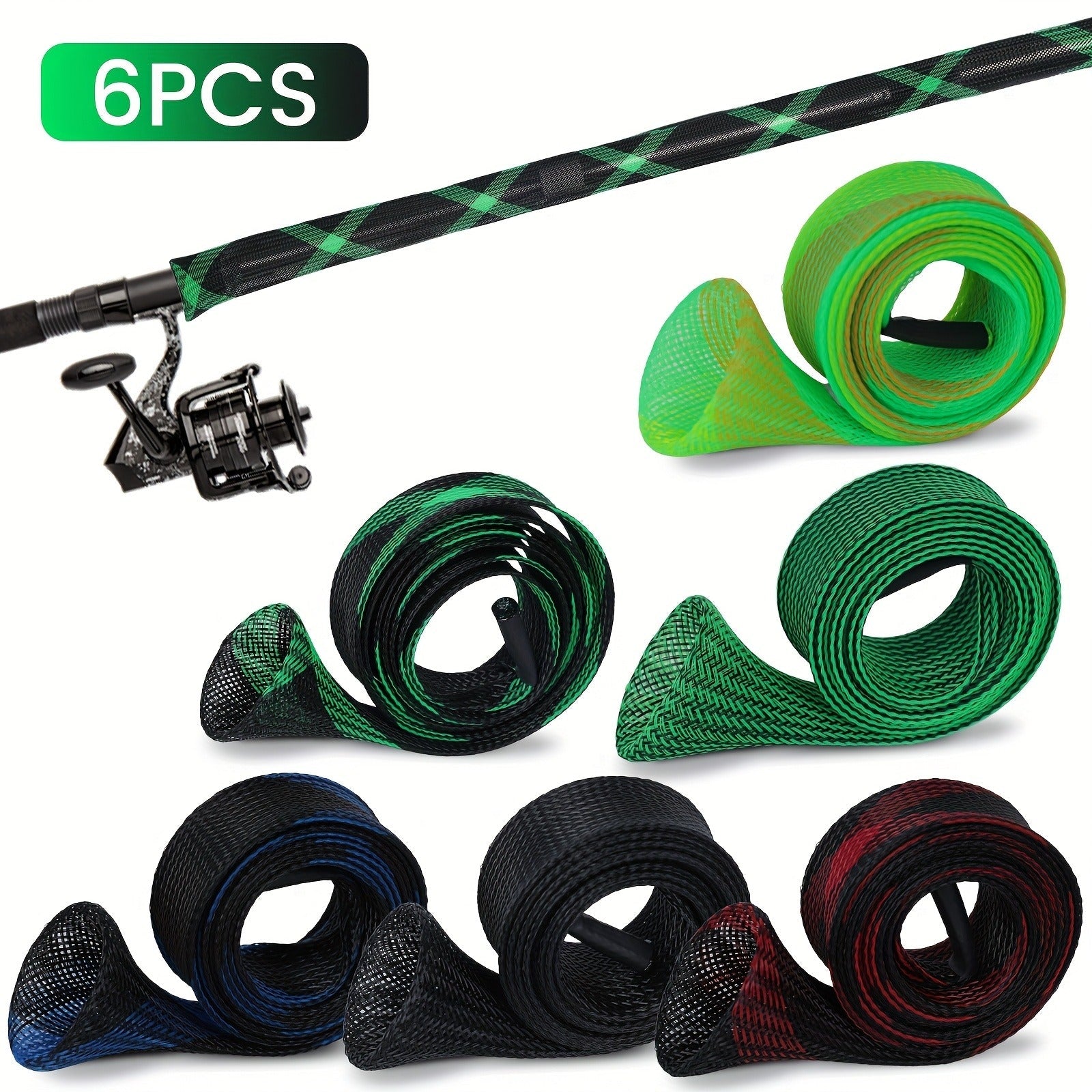 Fishing Rod Sleeve Socks 6/12pcs – PET Anti-Abrasion Rod Protectors for Fly, Spinning & Casting Rods