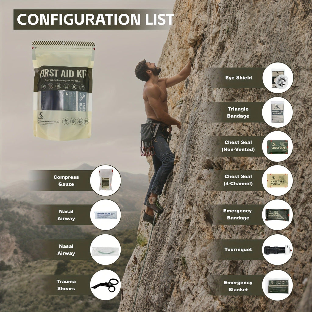 IFAK Trauma First Aid Kit – Advanced Bleeding Control & Wound Care Kit with Tourniquet, Sterile Supplies for First Responders, Emergency Preparedness, Tactical & Outdoor Use (Yellow)