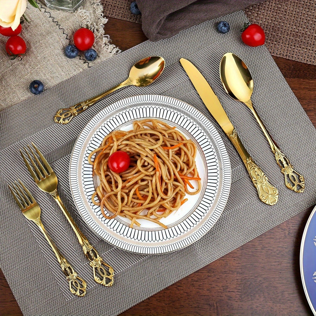 Stainless Steel Flatware Set – Vintage Royal Golden & Silver Silverware Set for 6, Rust-Resistant Dishwasher Safe Cutlery with Forks, Spoons & Knives – Available in 30 / 48 / 60 / 84 Piece Sets
